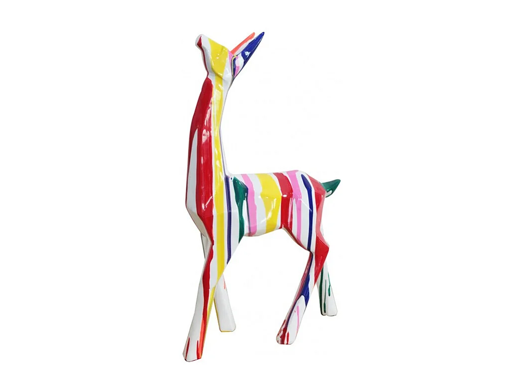 Statue lama géométrique peinture multicolore 50 cm - SERGIO DRIPS