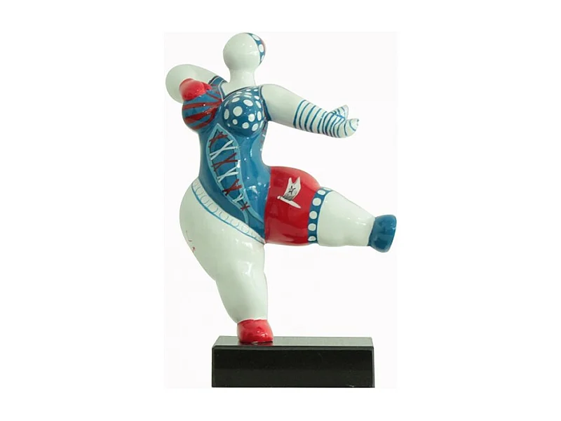 Statue femme dansant avec motifs bleu et rouge H33 cm - LADY PIRATE