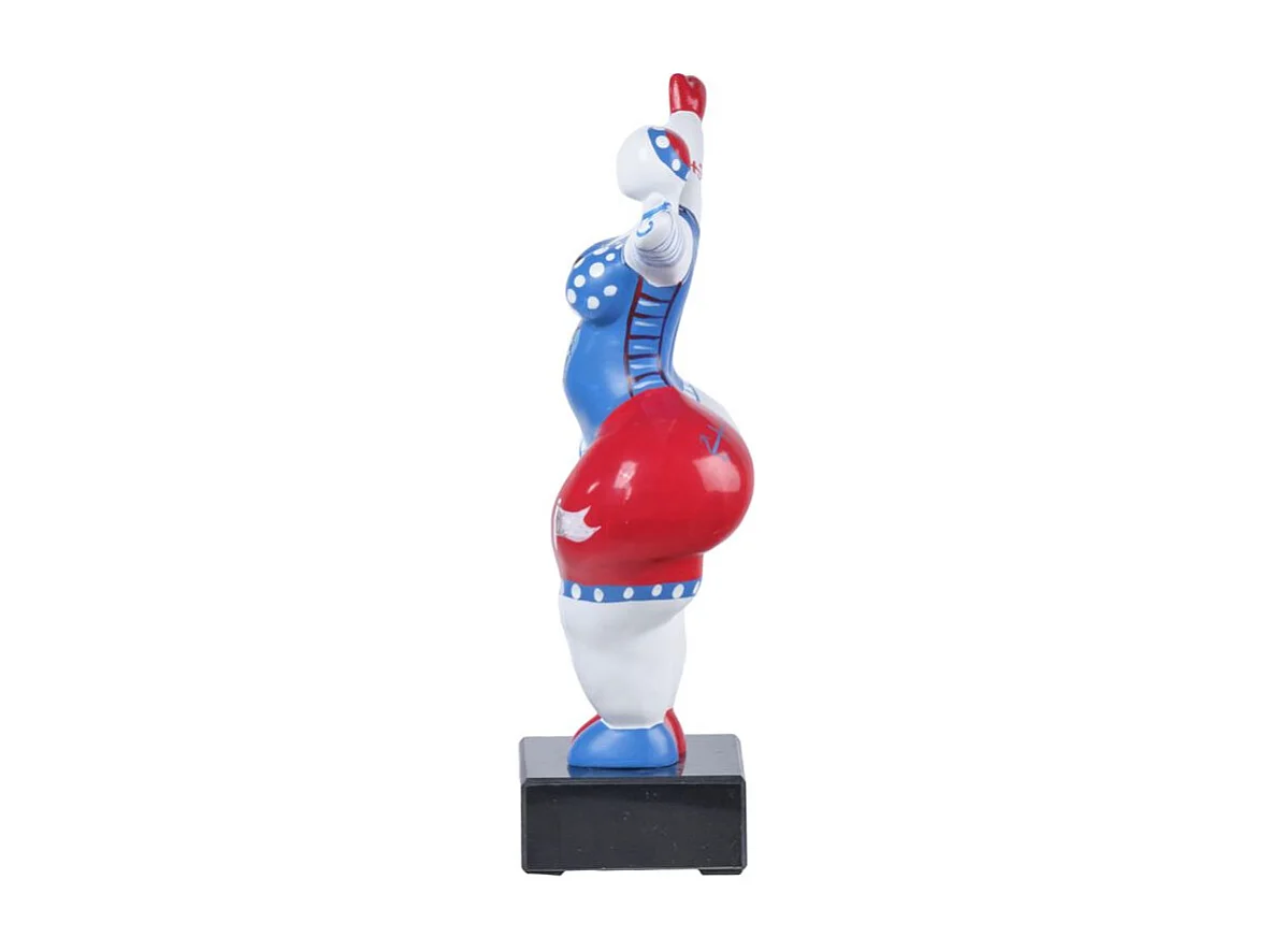 Statue femme bras levés avec motifs bleu et rouge H34 cm - LADY PIRATE