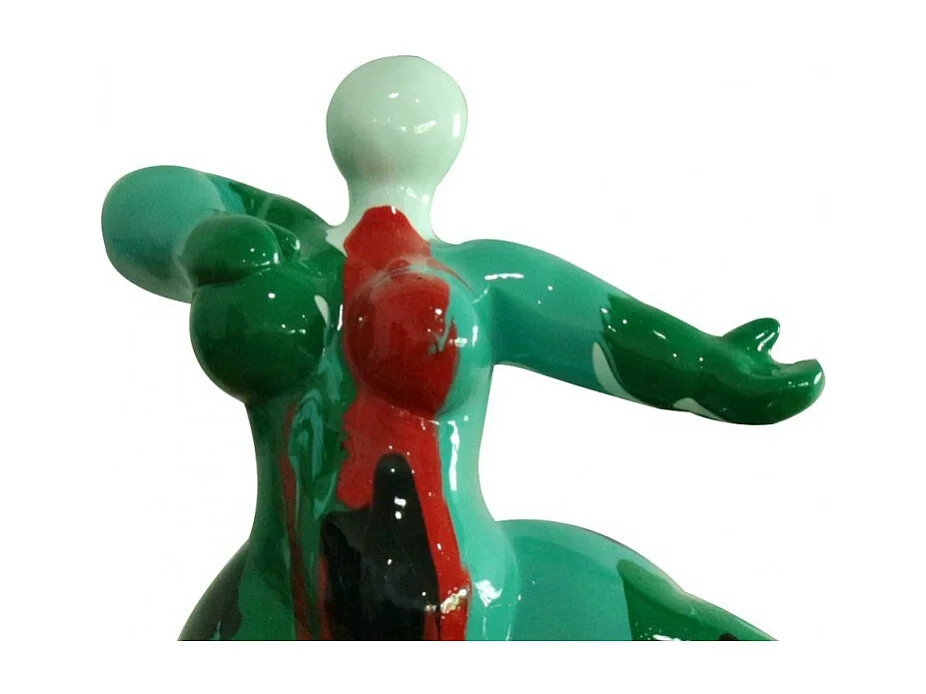 Statue femme dansant avec coulures vert / rouge H33 cm - LADY DRIPS 04