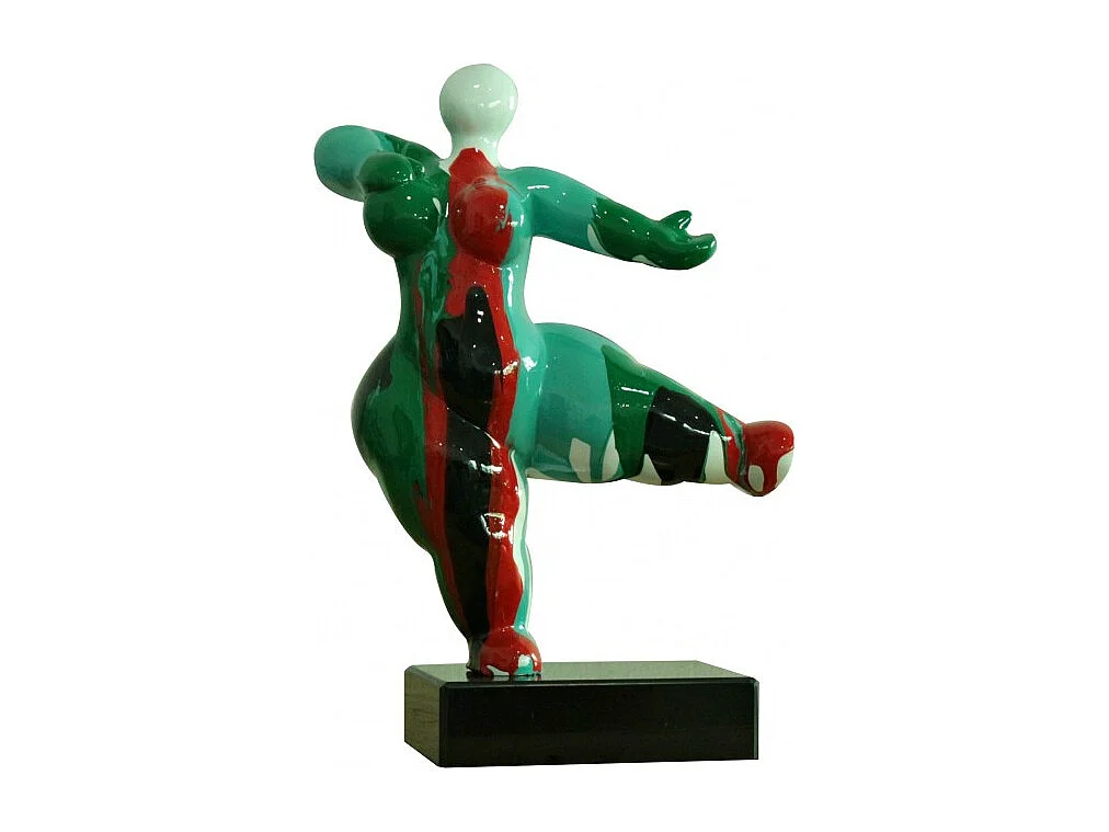 Statue femme dansant avec coulures vert / rouge H33 cm - LADY DRIPS 04