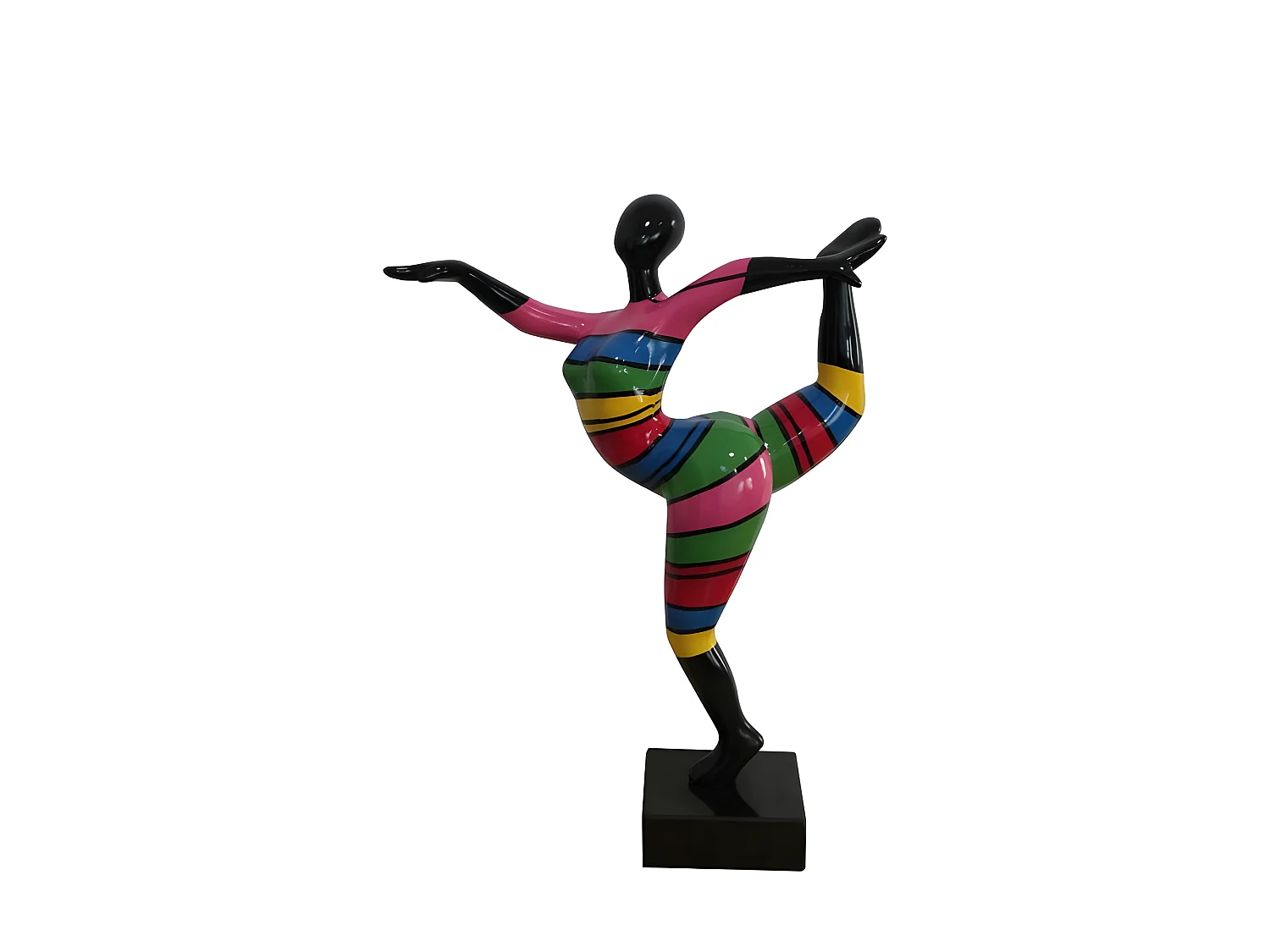 Statue femme bandes multicolores en résine - DANCING LADY