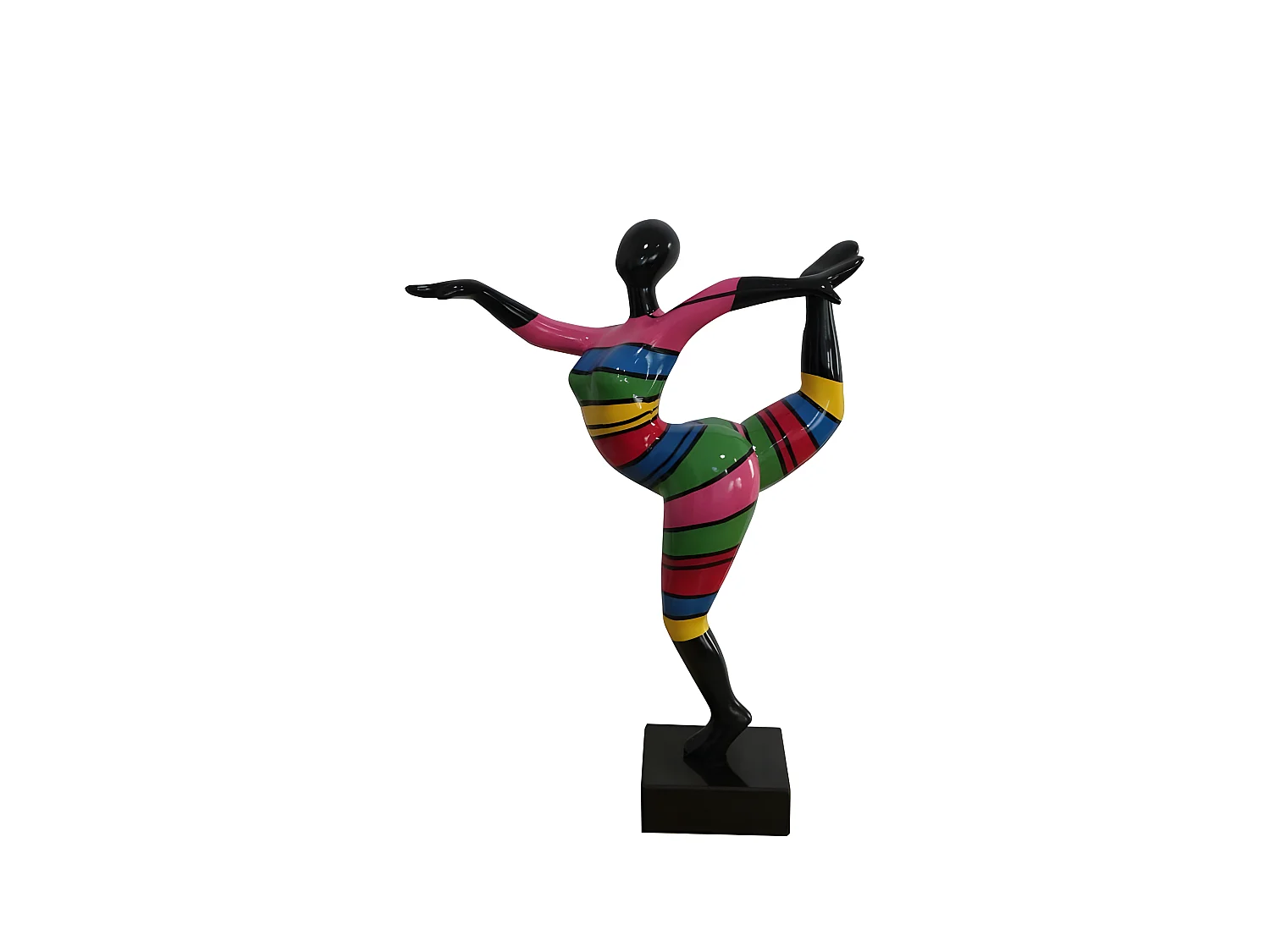 Statue femme bandes multicolores en résine - DANCING LADY