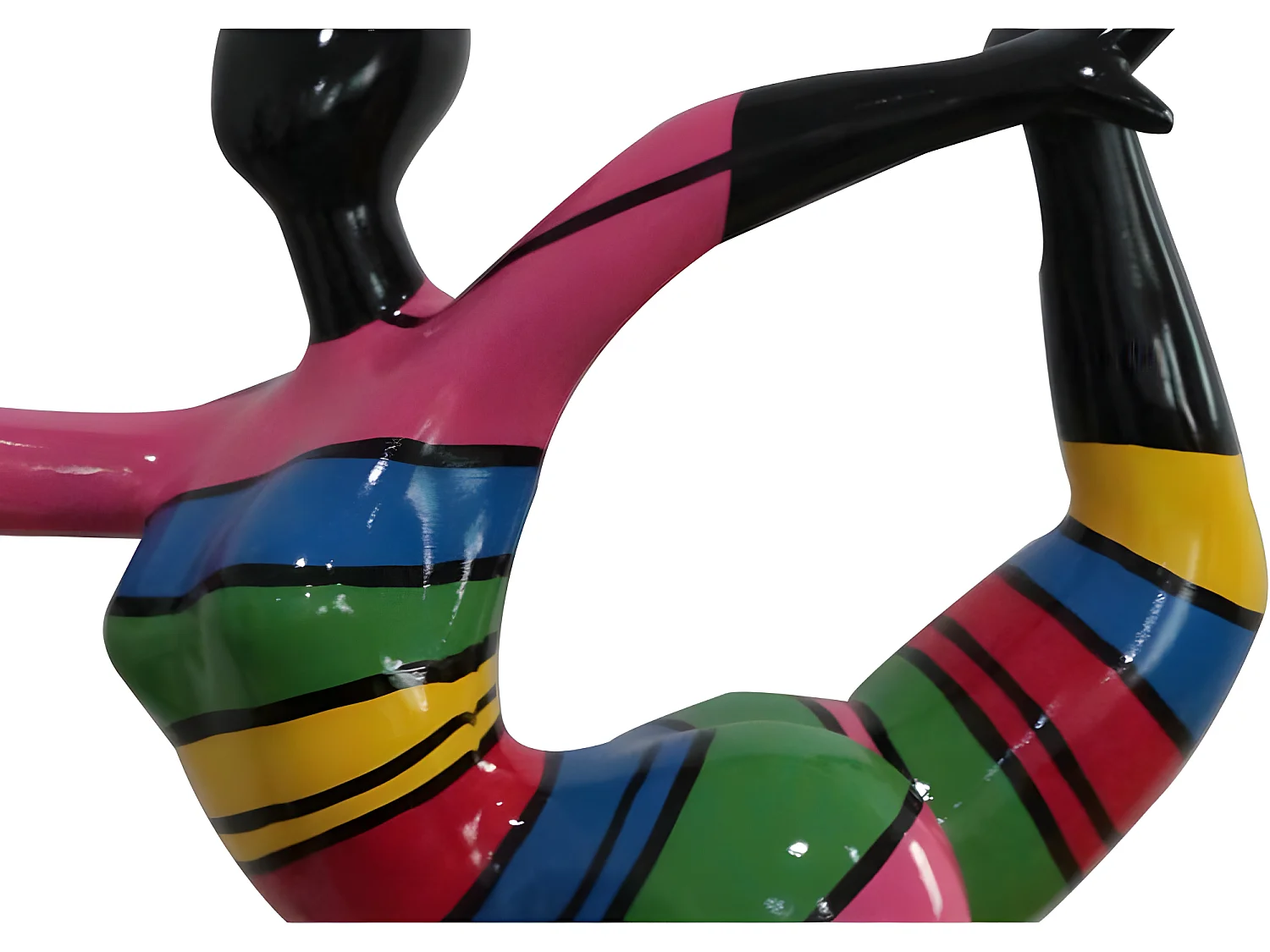 Statue femme bandes multicolores en résine - DANCING LADY
