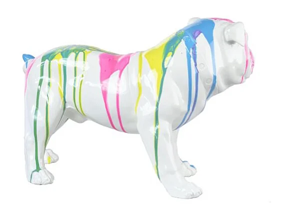 Sculpture chien bulldog blanc décor peinture multicolore - COLOR DOG