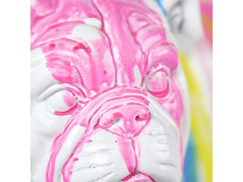 Sculpture chien bulldog blanc décor peinture multicolore - COLOR DOG