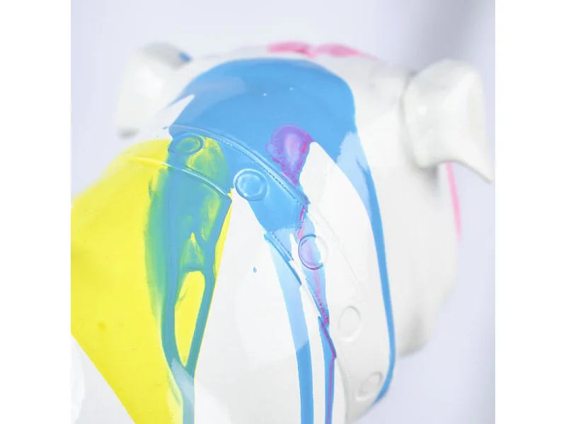 Sculpture chien bulldog blanc décor peinture multicolore - COLOR DOG