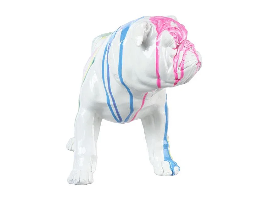 Sculpture chien bulldog blanc décor peinture multicolore - COLOR DOG