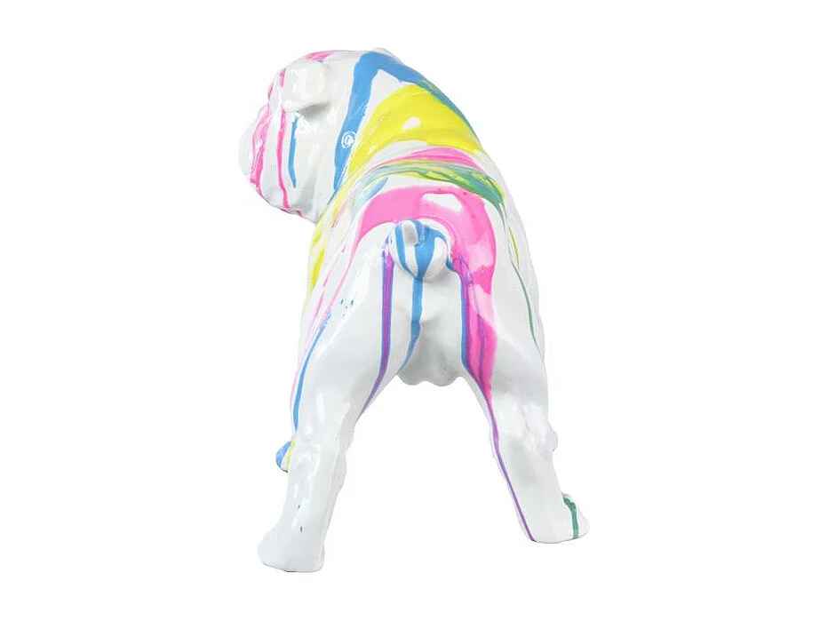 Sculpture chien bulldog blanc décor peinture multicolore - COLOR DOG