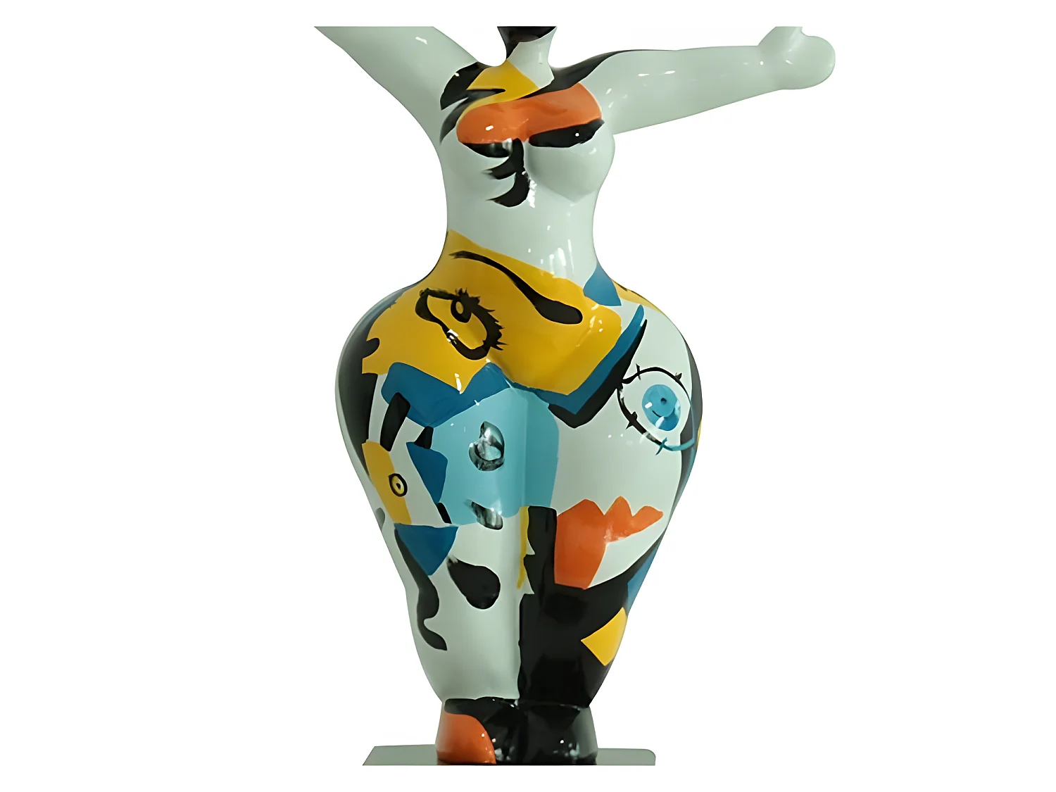 Statue femme bras levés avec dessin abstrait H34 cm - LADY PICASSO