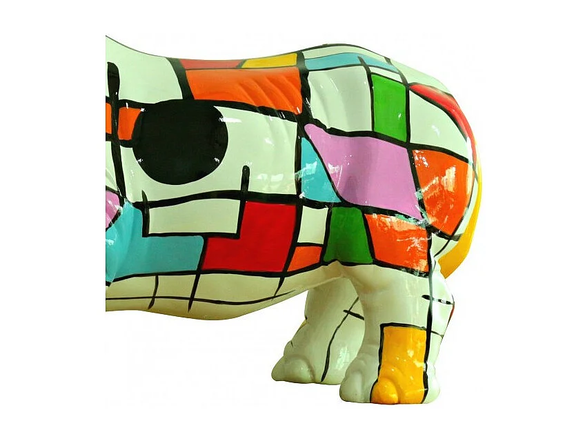 Statue rhinocéros avec carreaux multicolore H24 cm - RHINO SQUARE