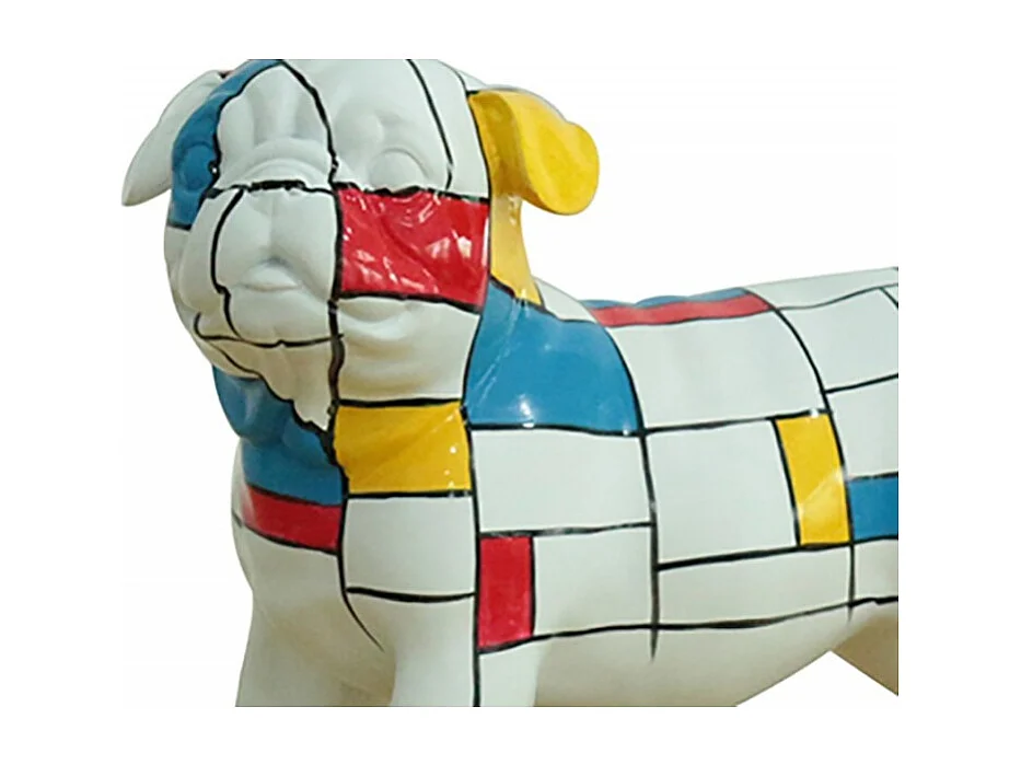Statue chien carlin avec carreaux multicolores H18 cm - CARL SQUARE