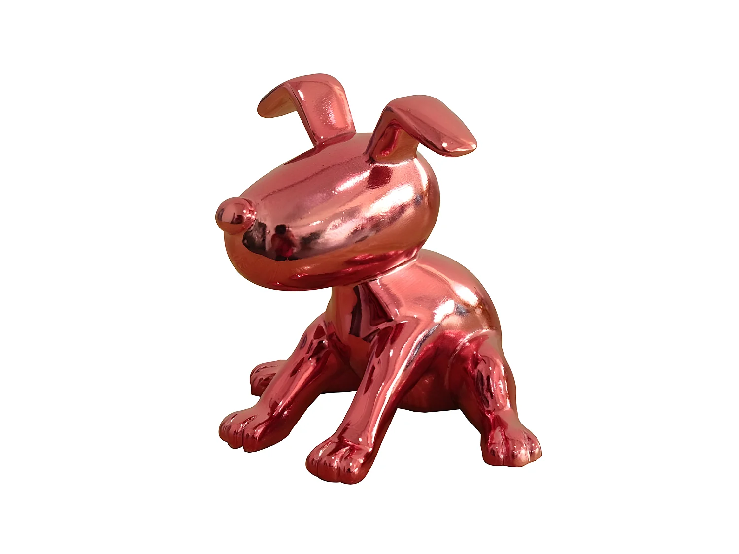 Statue chien assis avec peinture rouge métallisée H12 cm - RED SNOOP