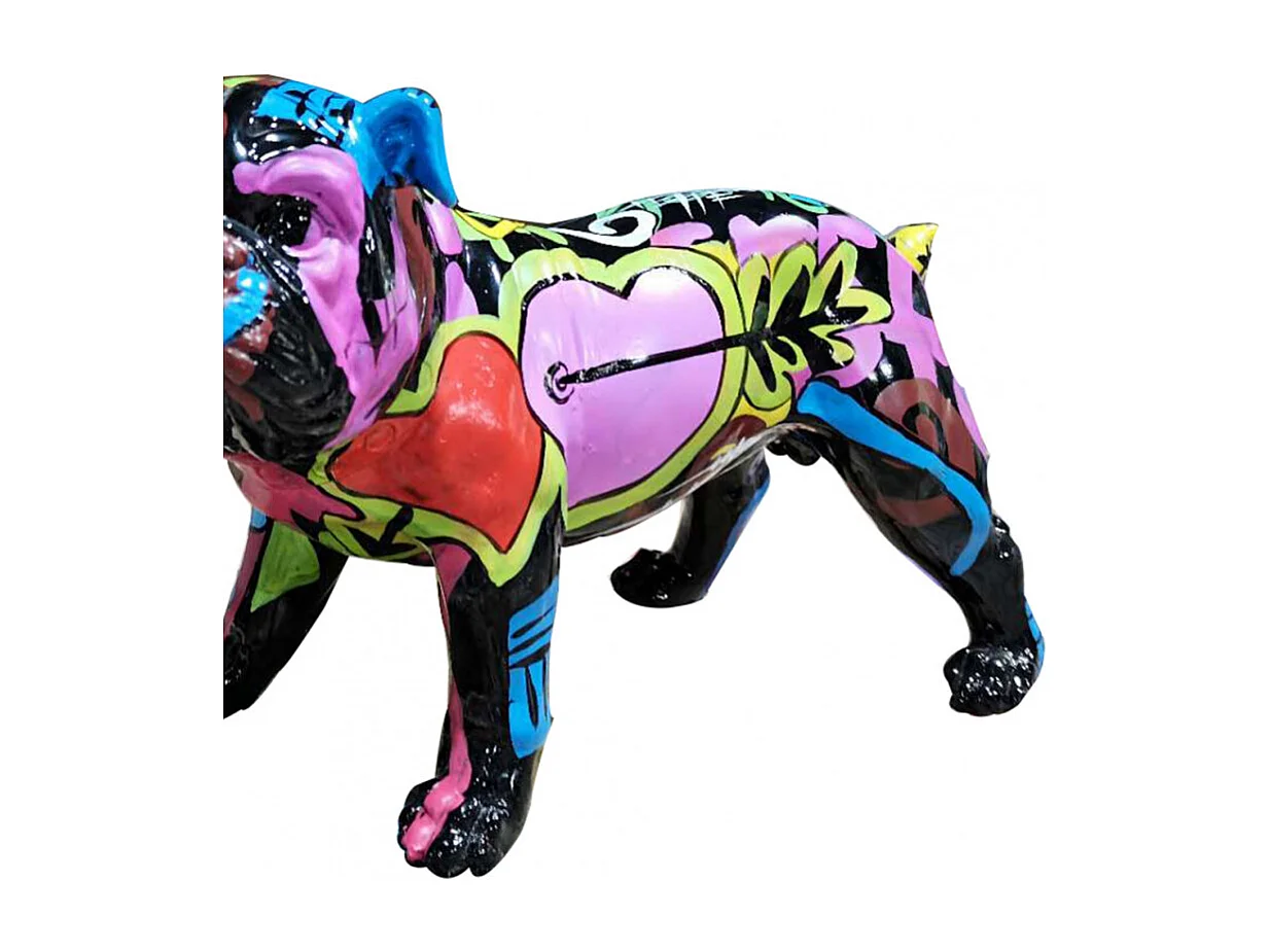 Sculpture Chien en résine peinture multicolore H 26 cm - DOGGY CARL
