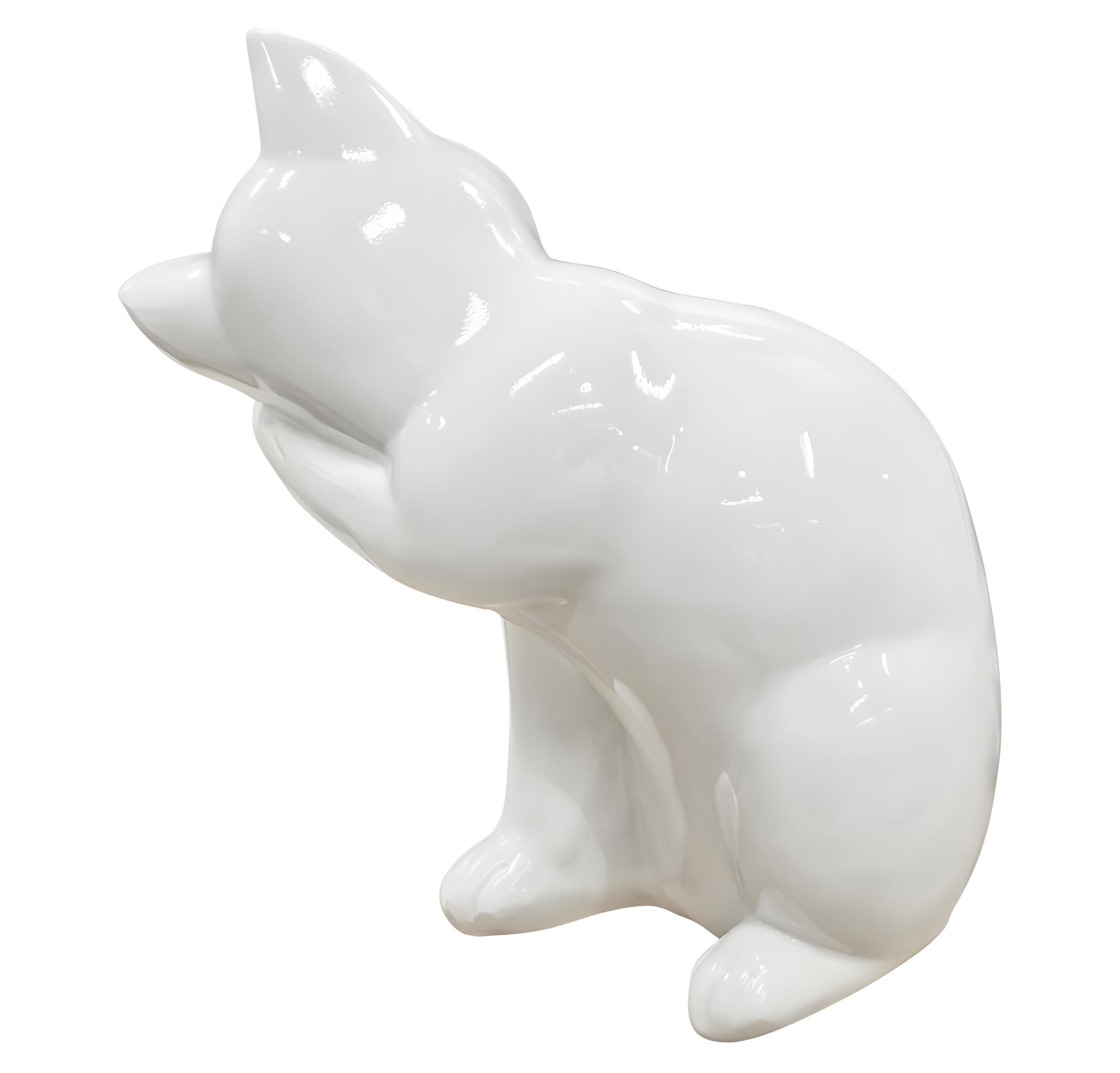 Sculpture Chat contemporain multicolore blanc - Mobilier Jardin Deco