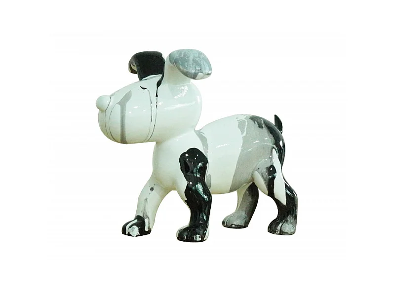 Statue chien debout avec coulures gris et noir H14 cm - SNOOPY DRIPS