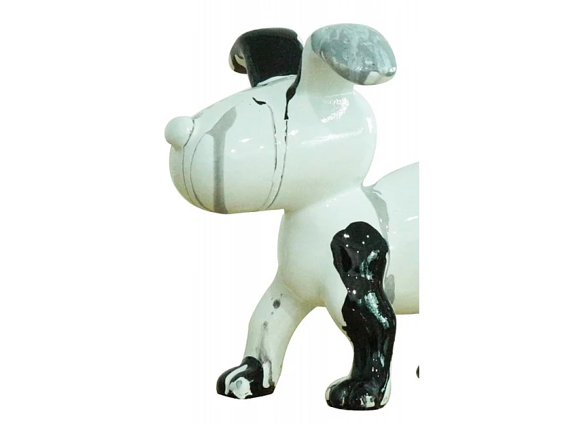 Statue chien debout avec coulures gris et noir H14 cm - SNOOPY DRIPS