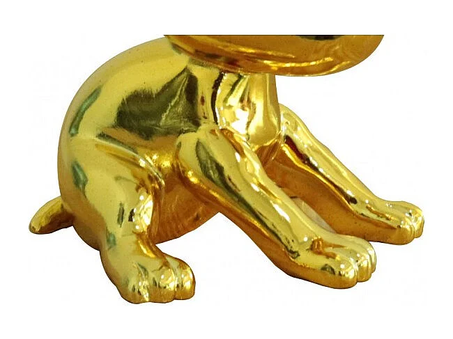 Statue chien assis H. 12 cm peinture jaune métallisée - GOLD SNOOP