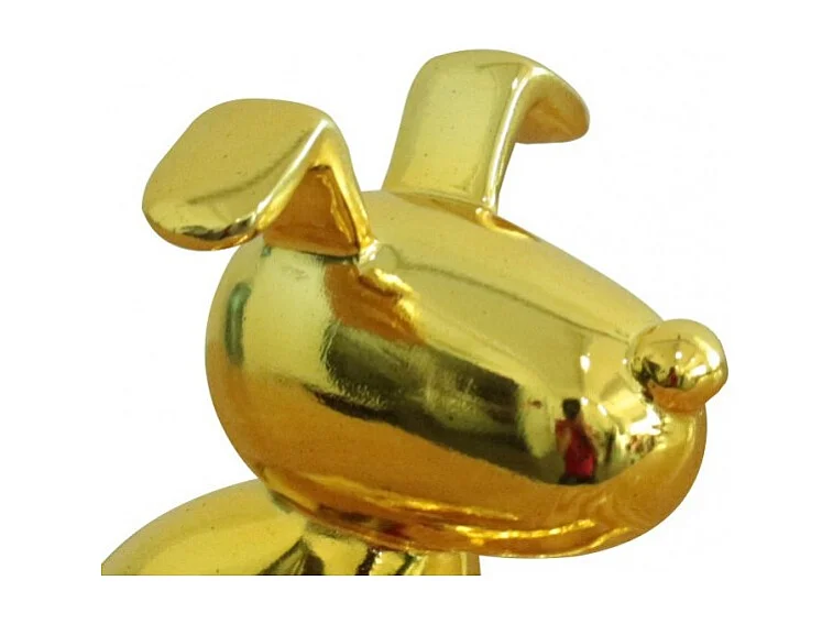 Statue chien assis H. 12 cm peinture jaune métallisée - GOLD SNOOP