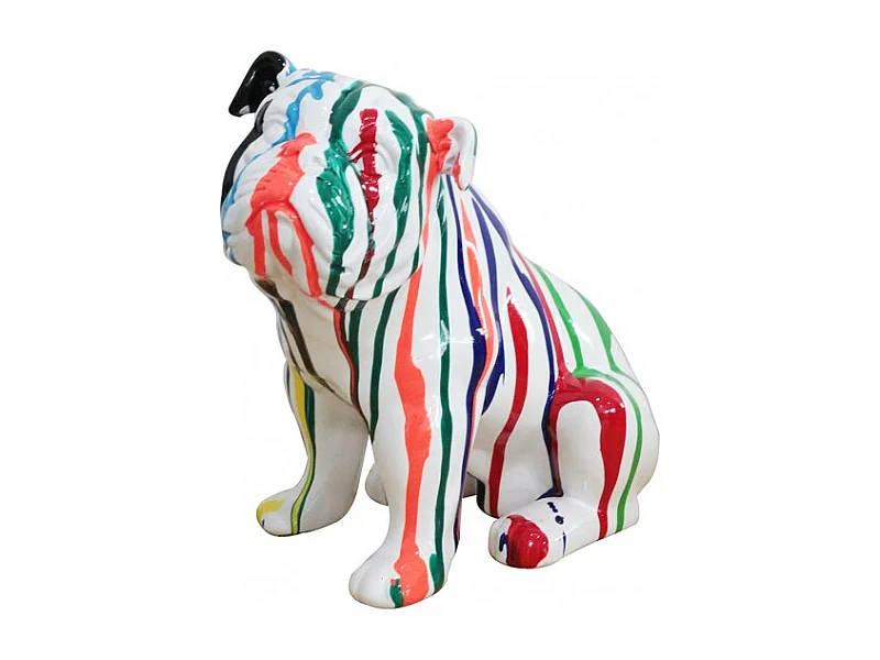 Statue bulldog anglais multicolore en résine - LUCIEN