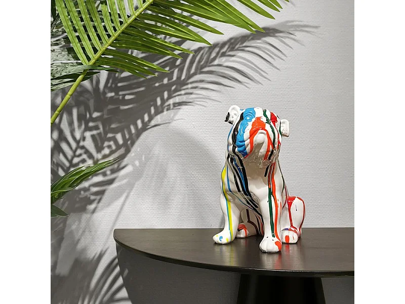 Statue bulldog anglais multicolore en résine - LUCIEN