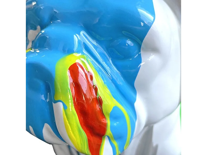 Statue en résine chien bulldog français blanc peinture multicolore - GUNNER
