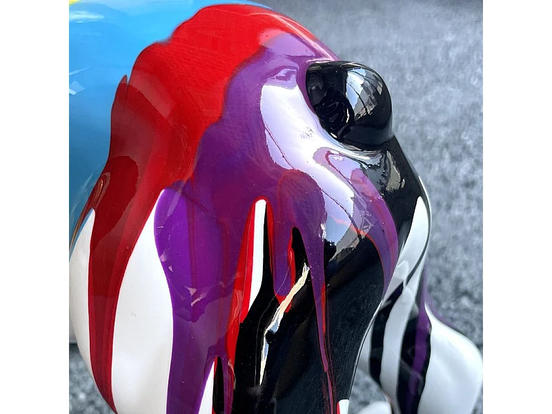 Statue en résine chien bulldog français blanc peinture multicolore - GUNNER