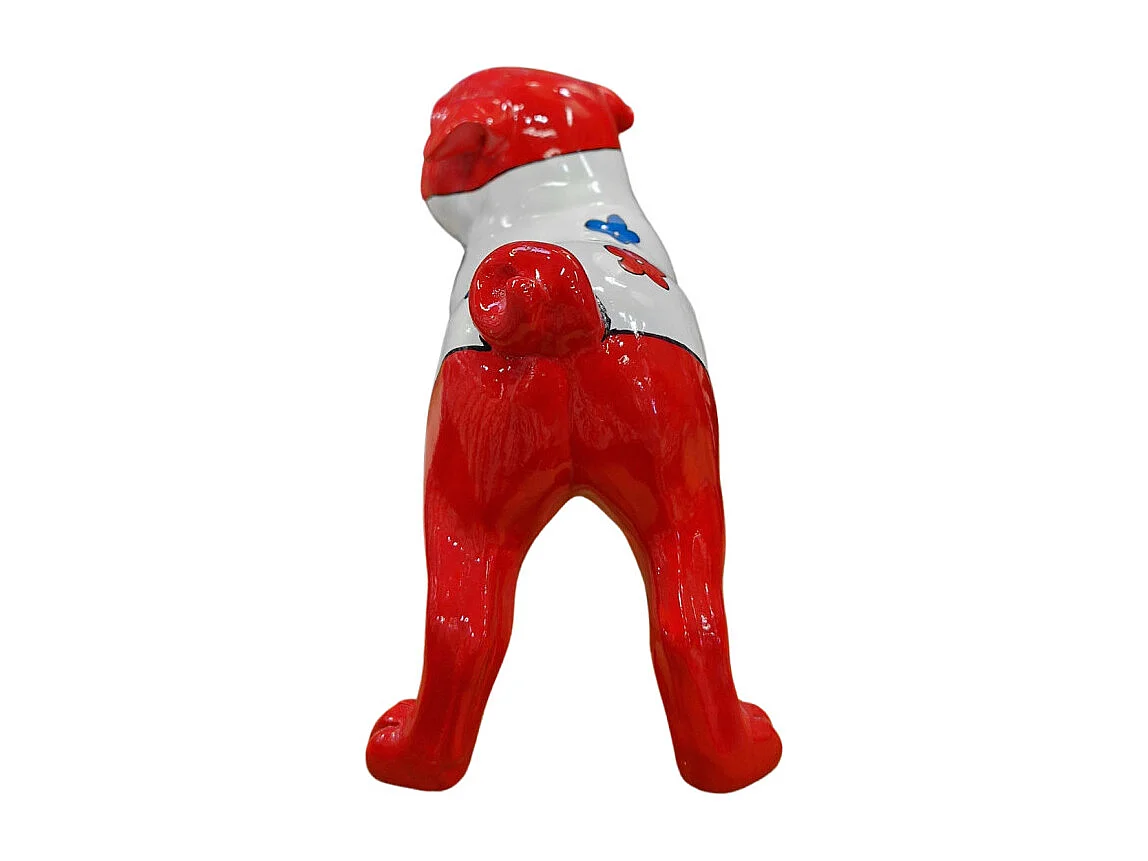 Statue chien carlin avec fleurs colorées H18 cm - CARL BLUME