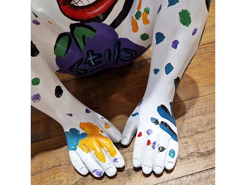 Statue singe mains sur les oreilles et dessins pop art H40 cm - RAFIKI