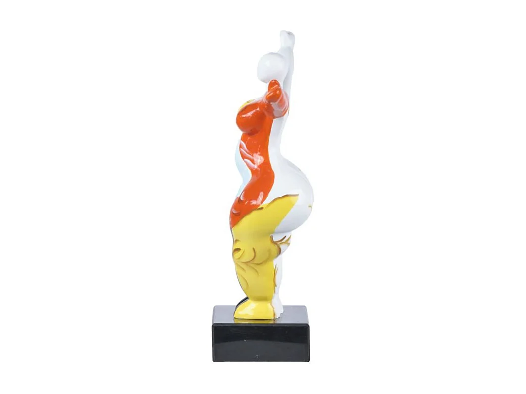 Statue femme bras levés avec peinture ornements H34 cm - LADY QUEEN