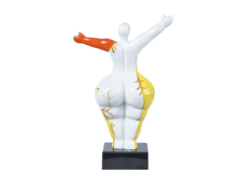 Statue femme bras levés avec peinture ornements H34 cm - LADY QUEEN