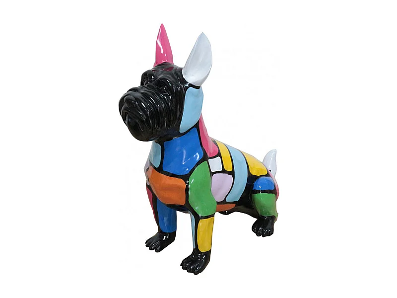 Sculpture Chien en résine peinture multicolore H 46 cm - DOGGY SCOTT