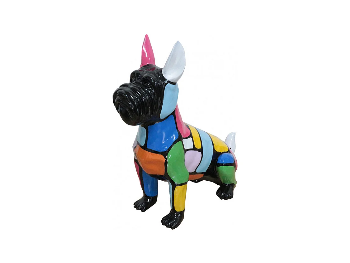Sculpture Chien en résine peinture multicolore H 46 cm - DOGGY SCOTT