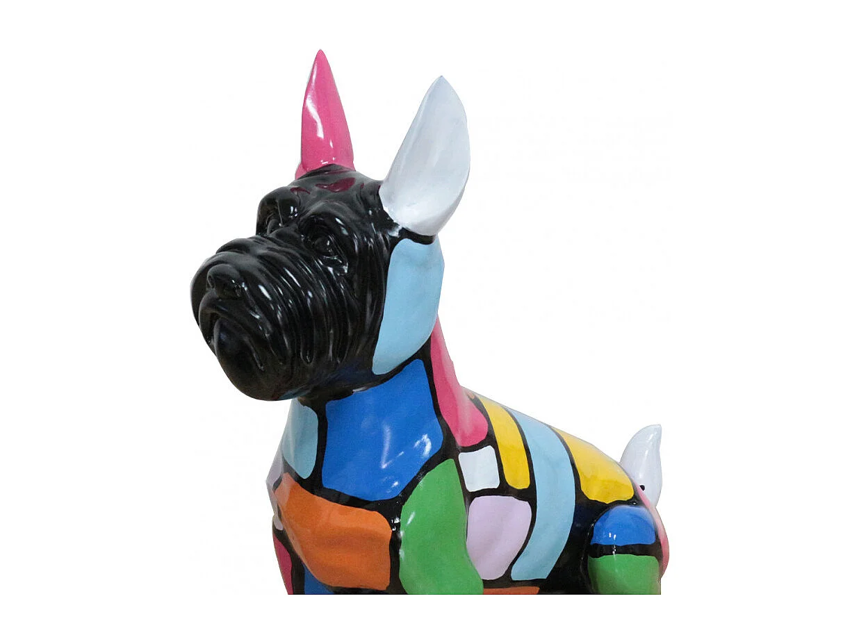 Sculpture Chien en résine peinture multicolore H 46 cm - DOGGY SCOTT