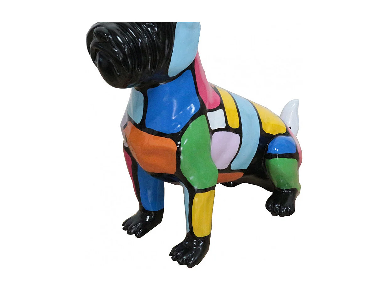 Sculpture Chien en résine peinture multicolore H 46 cm - DOGGY SCOTT