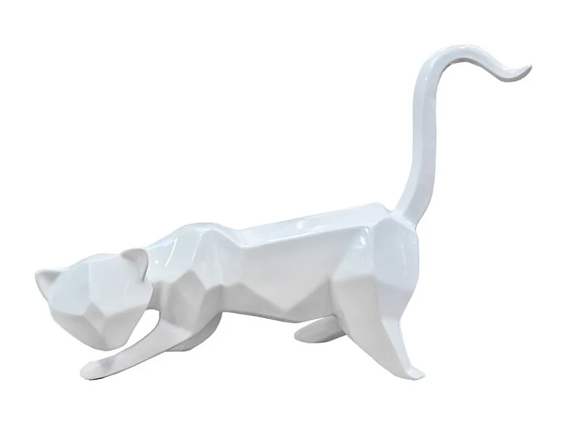 Statue chat géométrique et cubique blanc L43 cm - WHITE CAT