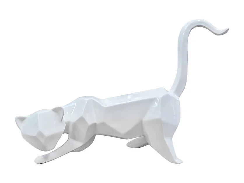 Statue chat géométrique et cubique blanc L43 cm - WHITE CAT