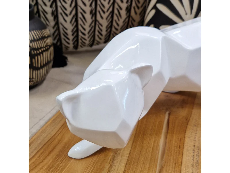 Statue chat géométrique et cubique blanc L43 cm - WHITE CAT