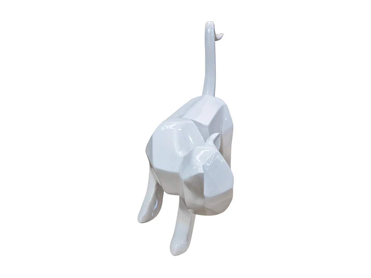 Statue chat géométrique et cubique blanc L43 cm - WHITE CAT