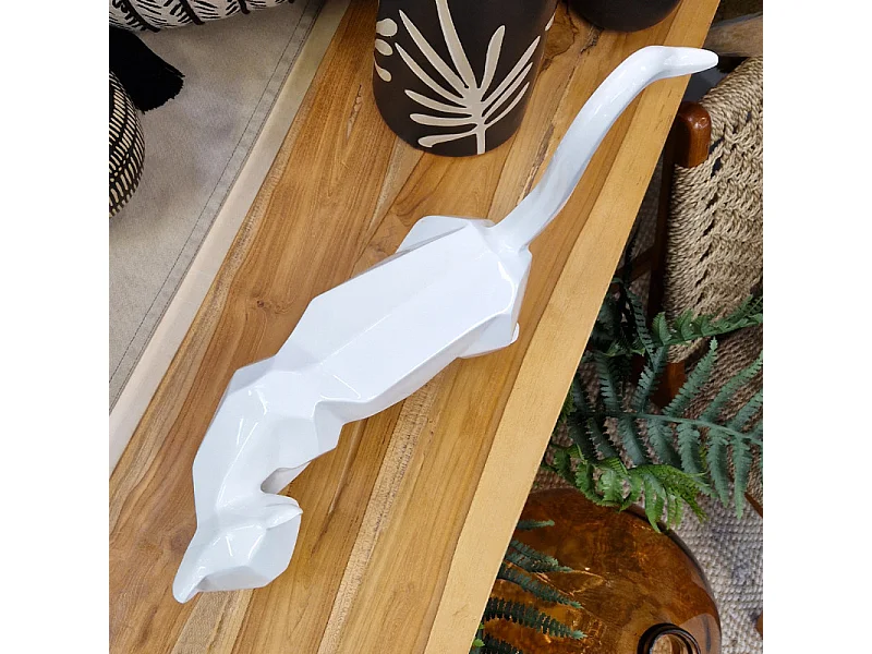 Statue chat géométrique et cubique blanc L43 cm - WHITE CAT