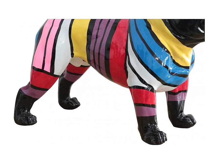 Statue chien noir à bandes peinture multicolore en résine - ARTHUR