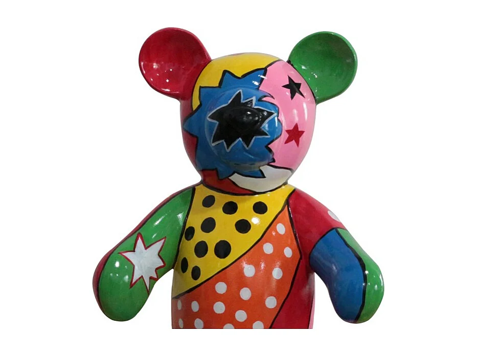 Statue ours en peluche peinture multicolore H. 45 cm - TEDDY