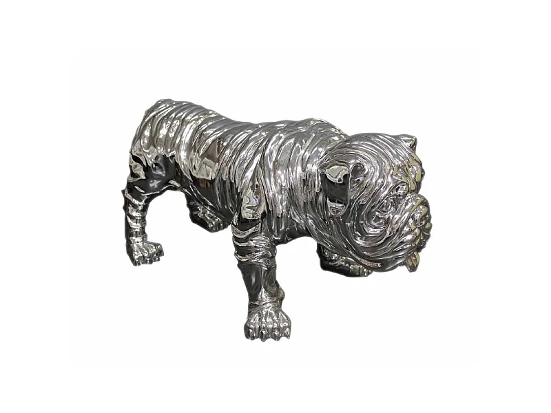 Statue chien type Shar pei peinture argentée et laquée - SILVERDOG