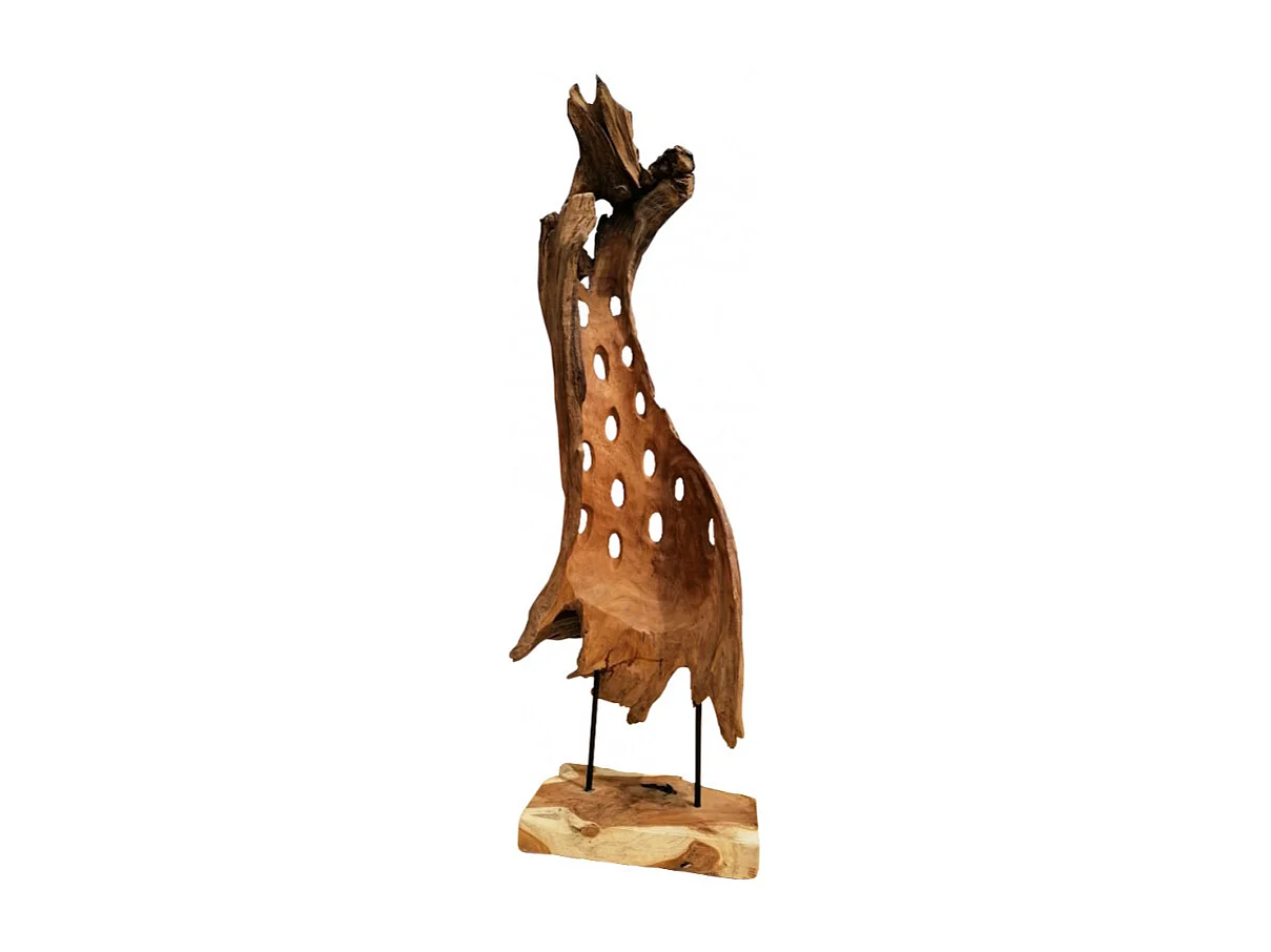 Sculpture abstraite 120 cm en bois de teck brut - MAD 1