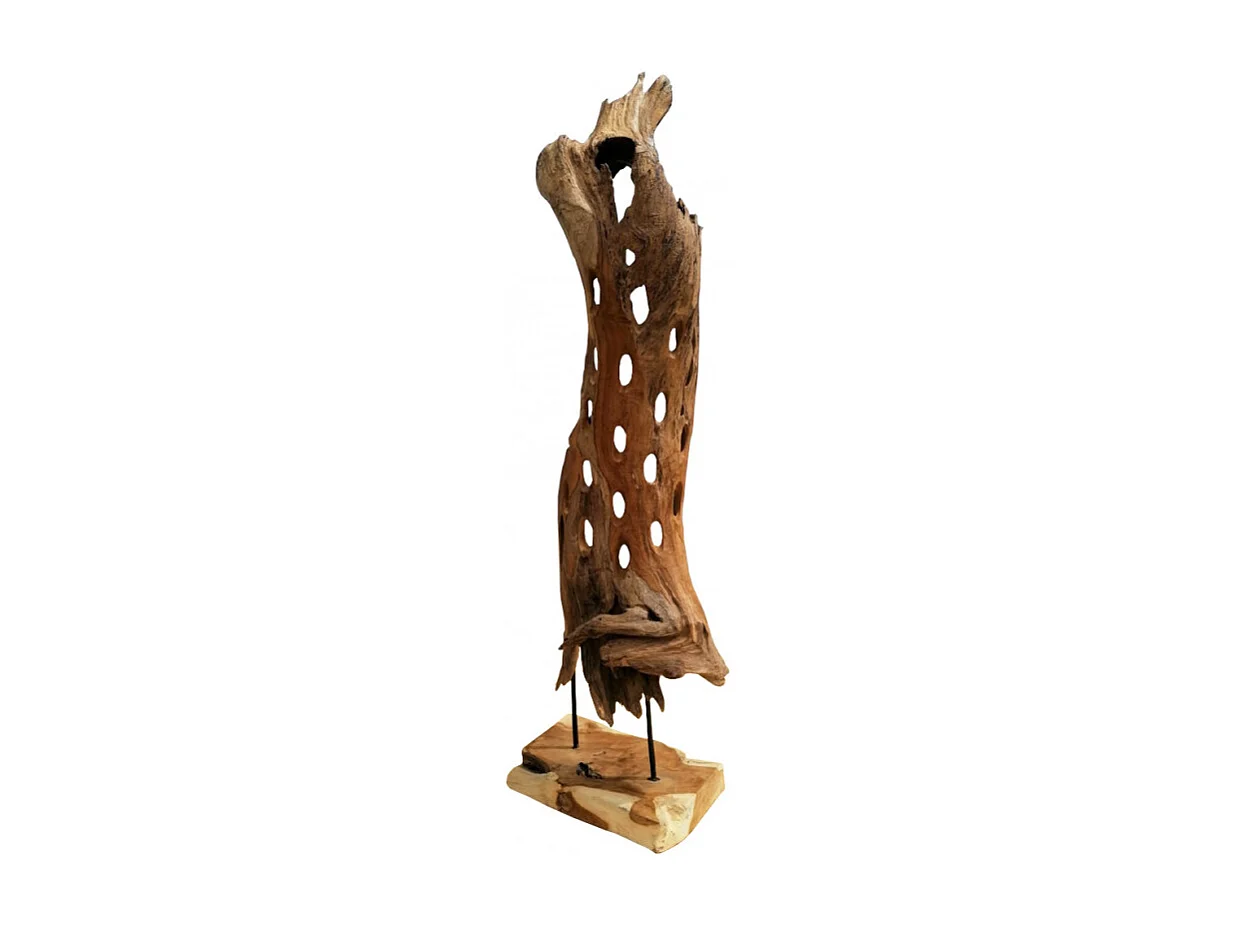 Sculpture abstraite 120 cm en bois de teck brut - MAD 1