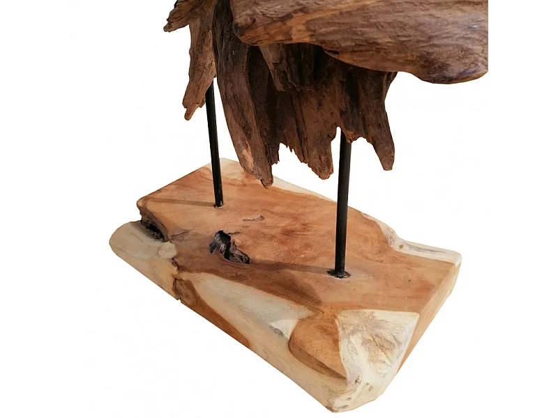 Sculpture abstraite 120 cm en bois de teck brut - MAD 1