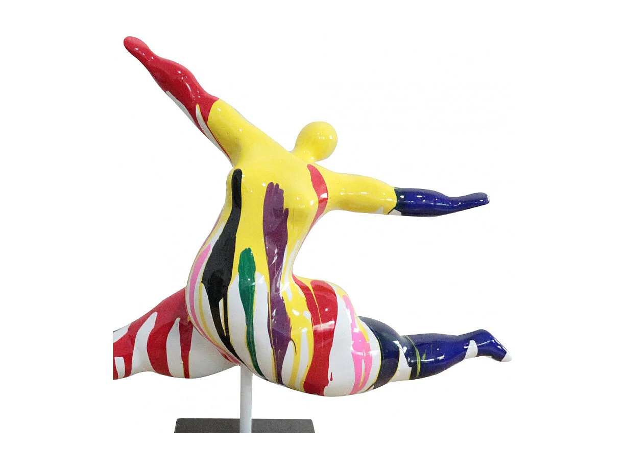 Statue femme sautant avec coulures multicolores H46 cm - LADY DRIPS