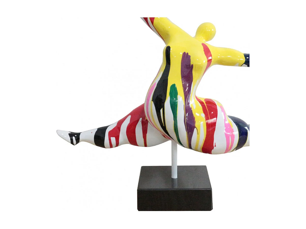 Statue femme sautant avec coulures multicolores H46 cm - LADY DRIPS