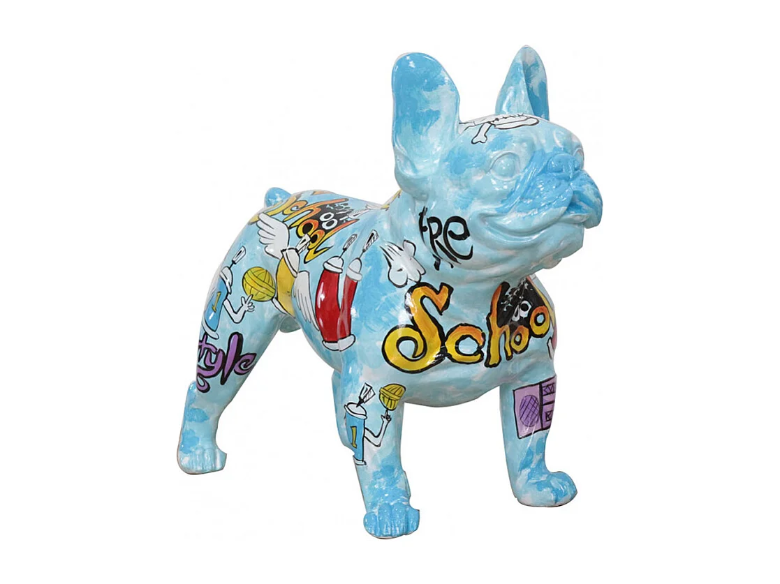 Sculpture Chien résine motif Street Art Brainwash H 41 cm - DOGGY BOOL