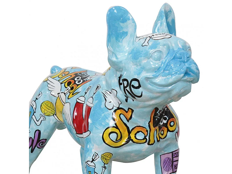 Sculpture Chien résine motif Street Art Brainwash H 41 cm - DOGGY BOOL